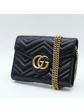 Gucci GG Marmont Chain Shoulder Wallet Black